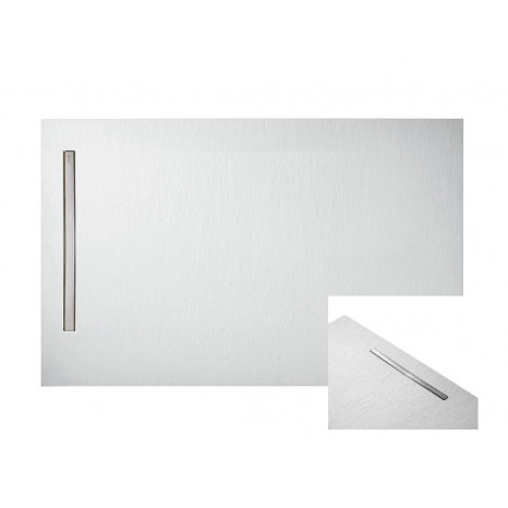 Поддон Jacob Delafon Surface, 180 x 80 x 3 см, из искусственного камня, белый гипс, E62635-SS2+ крышка слива, матовая сталь, E62621-VS
