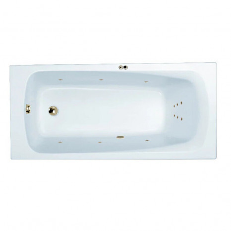 Гидромассажная акриловая ванна Jacob Delafon Patio E6812RU-01 LINE BR, 170 х 70 см, каркас в подарок, белая, форсунки бронза