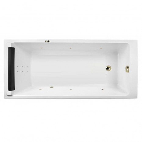 Гидромассажная акриловая ванна Jacob Delafon Spacio E6D161RU-00 LINE BR, 170 х 75 см, белая, форсунки бронза